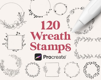 120 Floral Wreath Stamps: Procreate Brush Bundle (Digital Download)