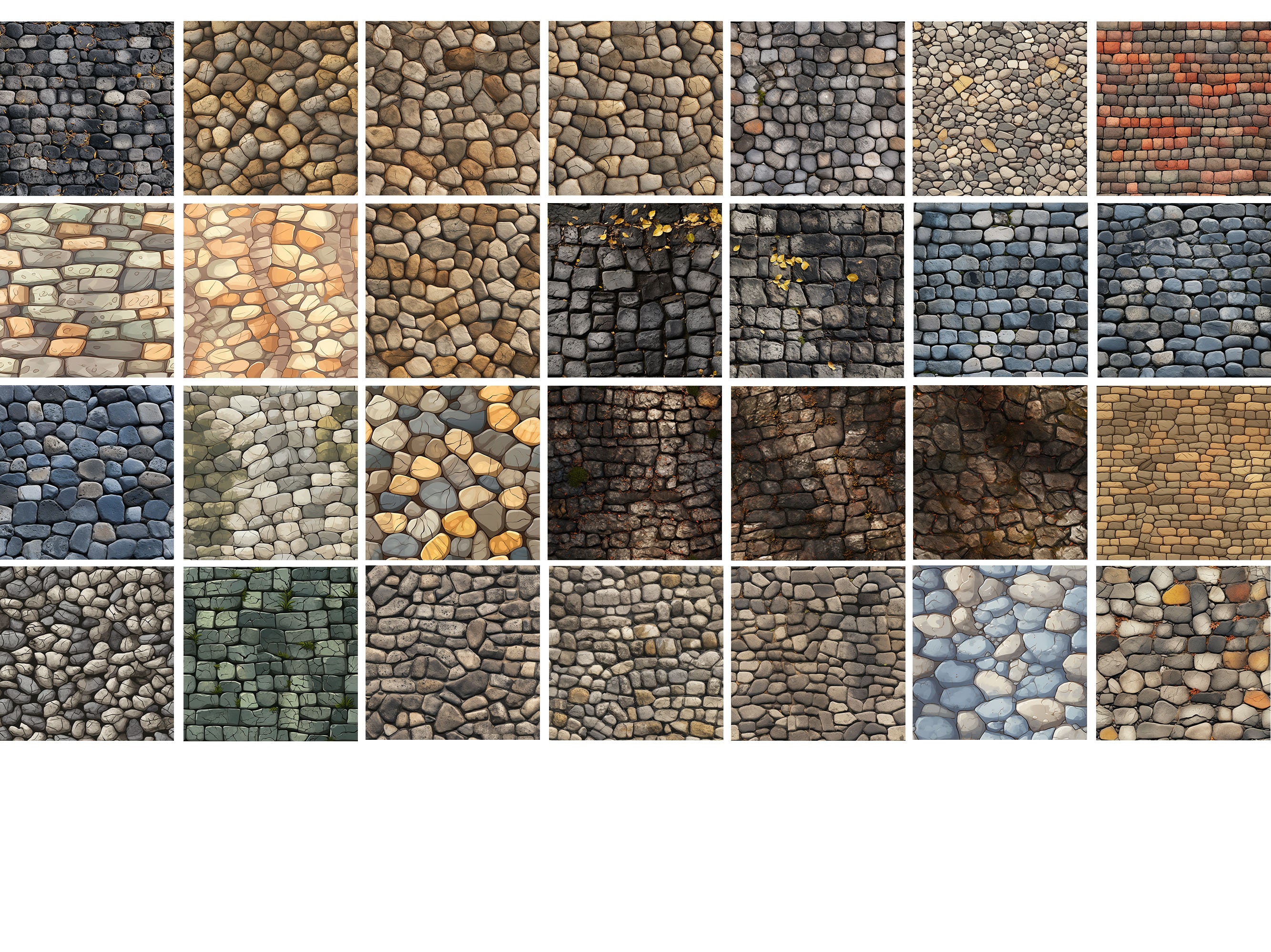 Procreate Draw Stone 100 Cobblestone Procreate Textures, Seamless Stone Patterns, Digital ...