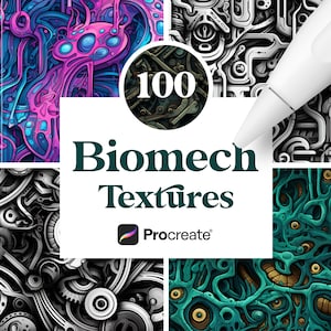 100 Procreate Biomech Textures, Digital Download
