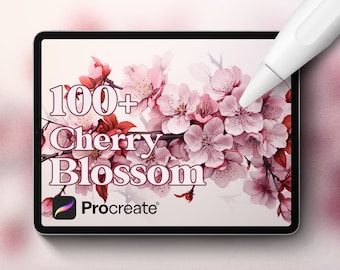 100+ Kirschblüten Stempel für Procreate, sofortiger digitaler Download von Blumenstempeln