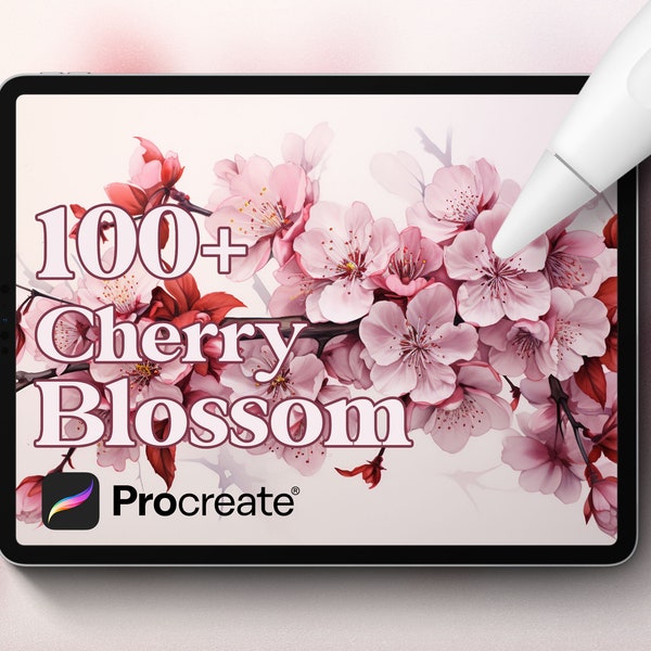 100+ Cherry Blossom Stamps for Procreate, Instant digital download of floral stamps