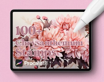 100+ Chrysantheme Procreate Stempel, Chrysantheme Pinsel - Sofortiger digitaler Download