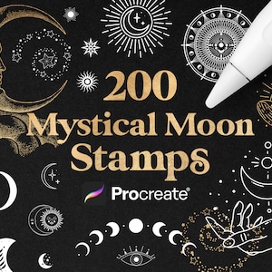 Mystical Moon Procreate Stamps | Crescent Moon | Procreate Universe | Celestial Procreate Stamps | Commercial Use Included