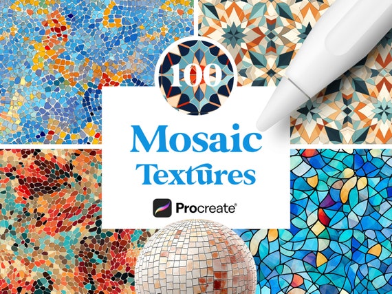 100 Mosaic Procreate Patterns, Seamless, Digital Download