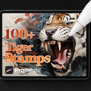 100+ Tiger Procreate Stamps: Digital Brush Set (Digital Download)