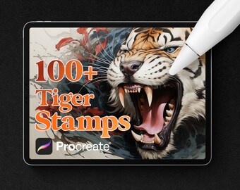 100+ Tiger Procreate Stempel: Digitales Pinselset (Digitaler Download)