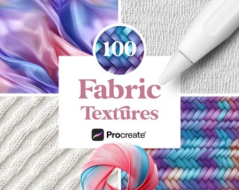 100 Fabric Texture Brushes for Procreate – Realistic Cloth, Textile & Wool Pattern Brush Set for Digital Art and Fashion Design