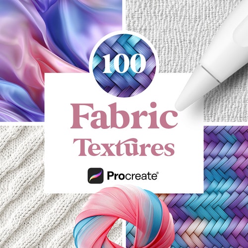 100 Fabric Texture Brushes for Procreate – Realistic Cloth, Textile & Wool Pattern Brush Set for Digital Art and Fashion Design