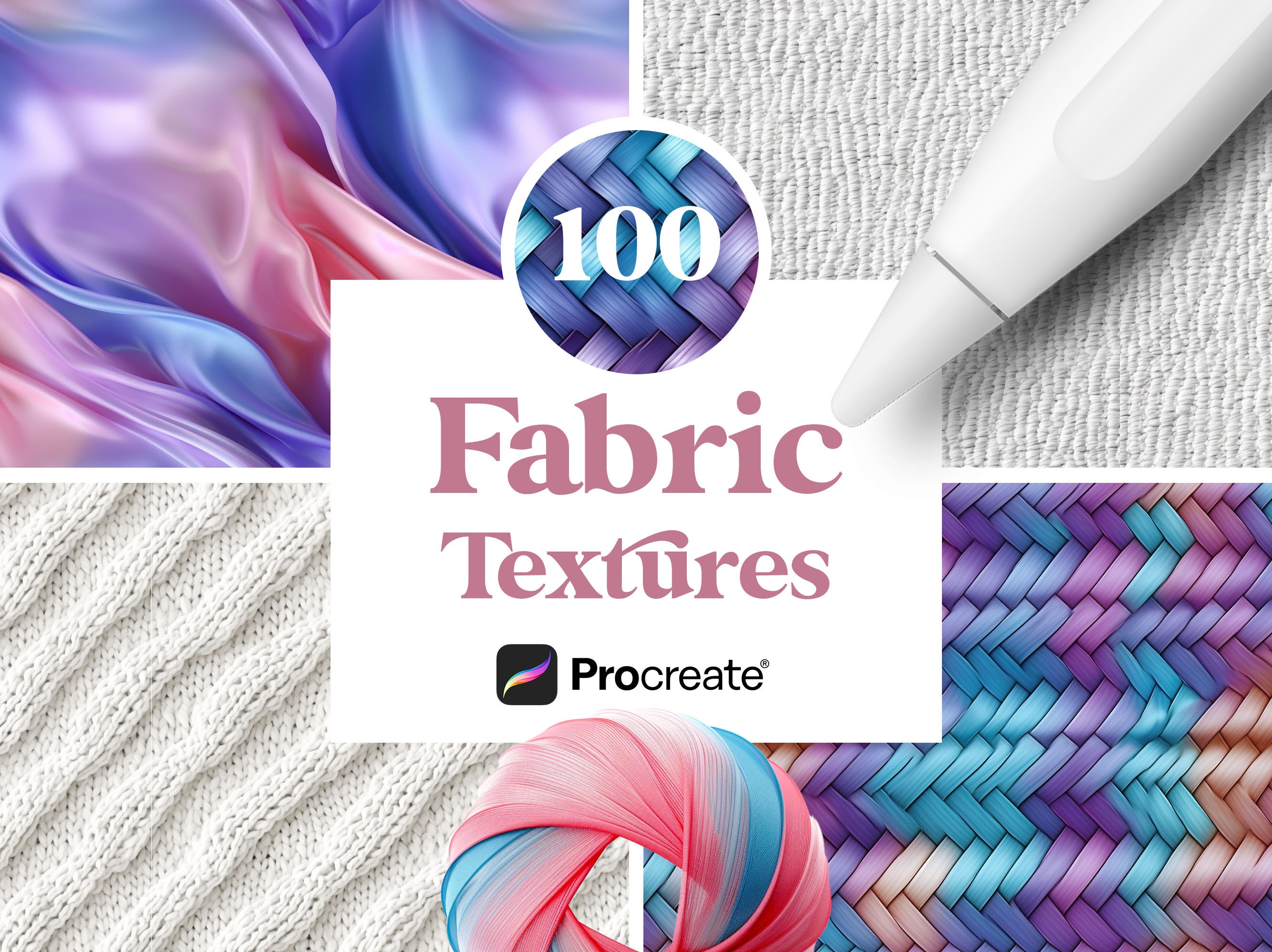 100 Procreate Fabric Textures & Textile Patterns | Wool, Weave, Linen Brushes (Digital)