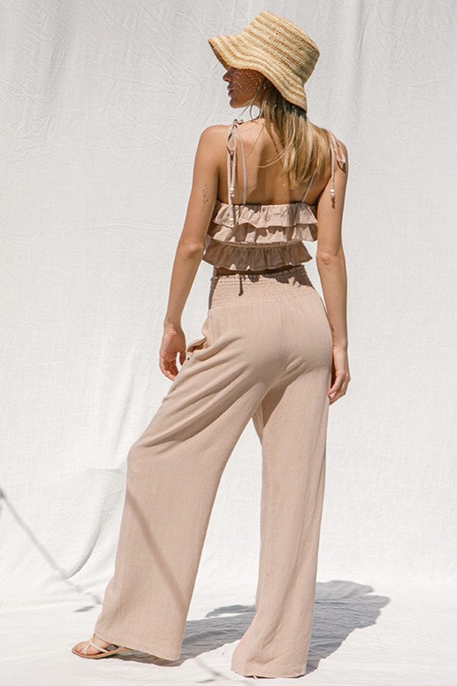 ruffle pants suit