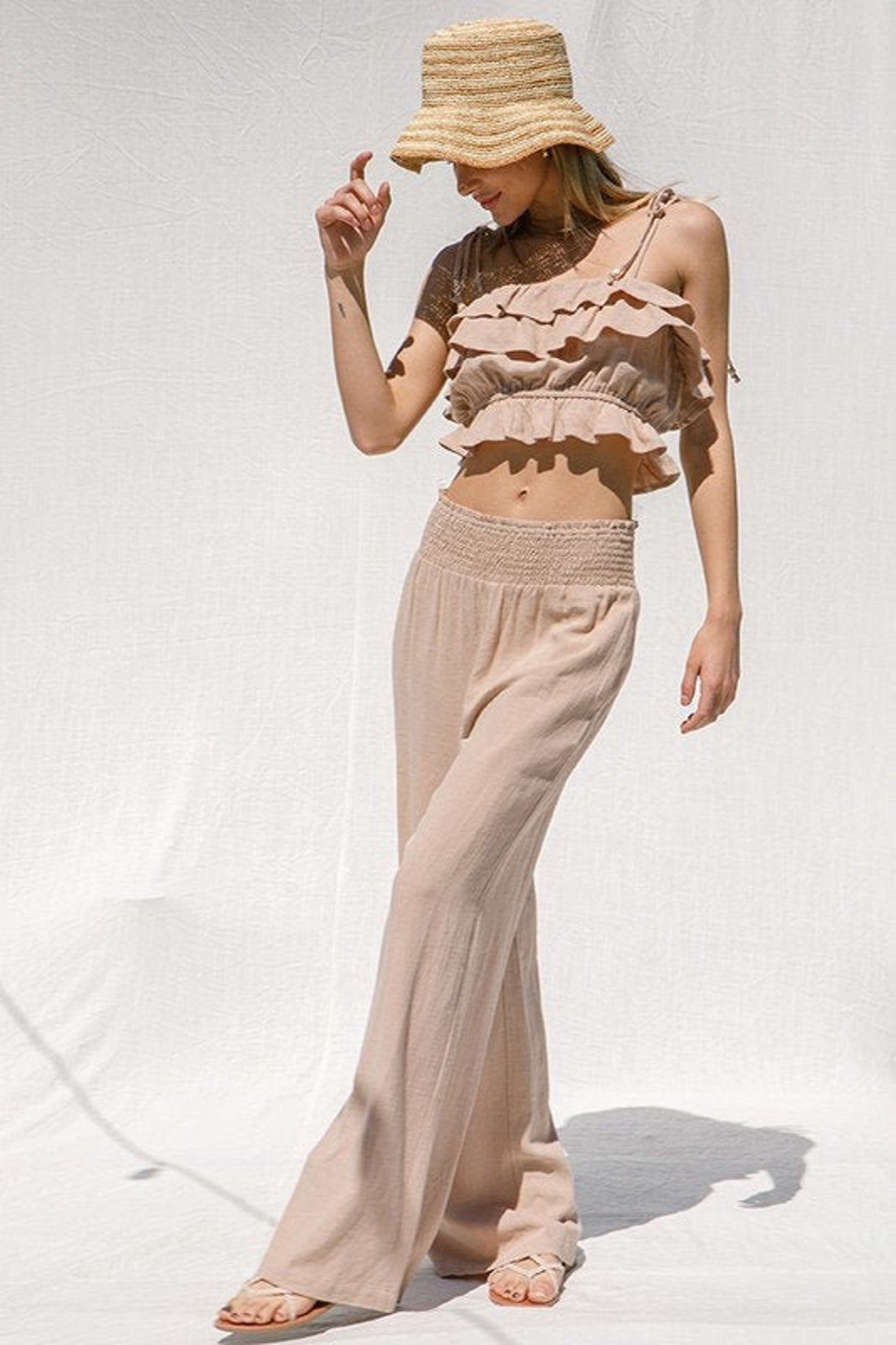 ruffle pants suit