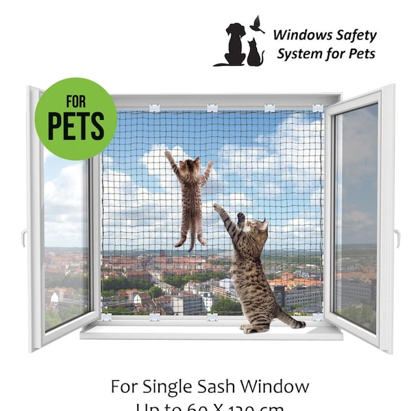 Protection de fenêtre en maille pour chats, sécurité de fenêtre pour animaux de compagnie, écrans de fenêtre plats personnalisés pour chats - Protection de fenêtre en maille pour chats
