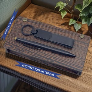 Coffret cadeau stylo et porte-clés personnalisés dans une boîte en bois | Cadeau personnalisé pour homme, patron, collègue | Nouvel emploi ou cadeau de fin d'études