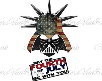 Independence Day png, 4th Of July Star Wars, Patriotic Darth Vader Sublimation Design Download, May The 4th Be With You, 4th July Cut File