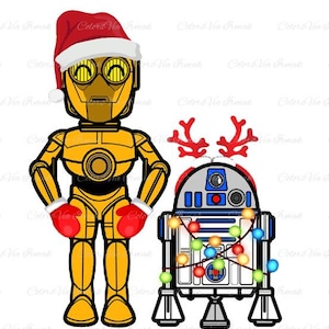 Christmas Star Wars png, Santa Claus, Merry Christmas, Sublimation Design Downloads, Star Wars png, 3PO R2D2 png, Cut File, Xmas Gift