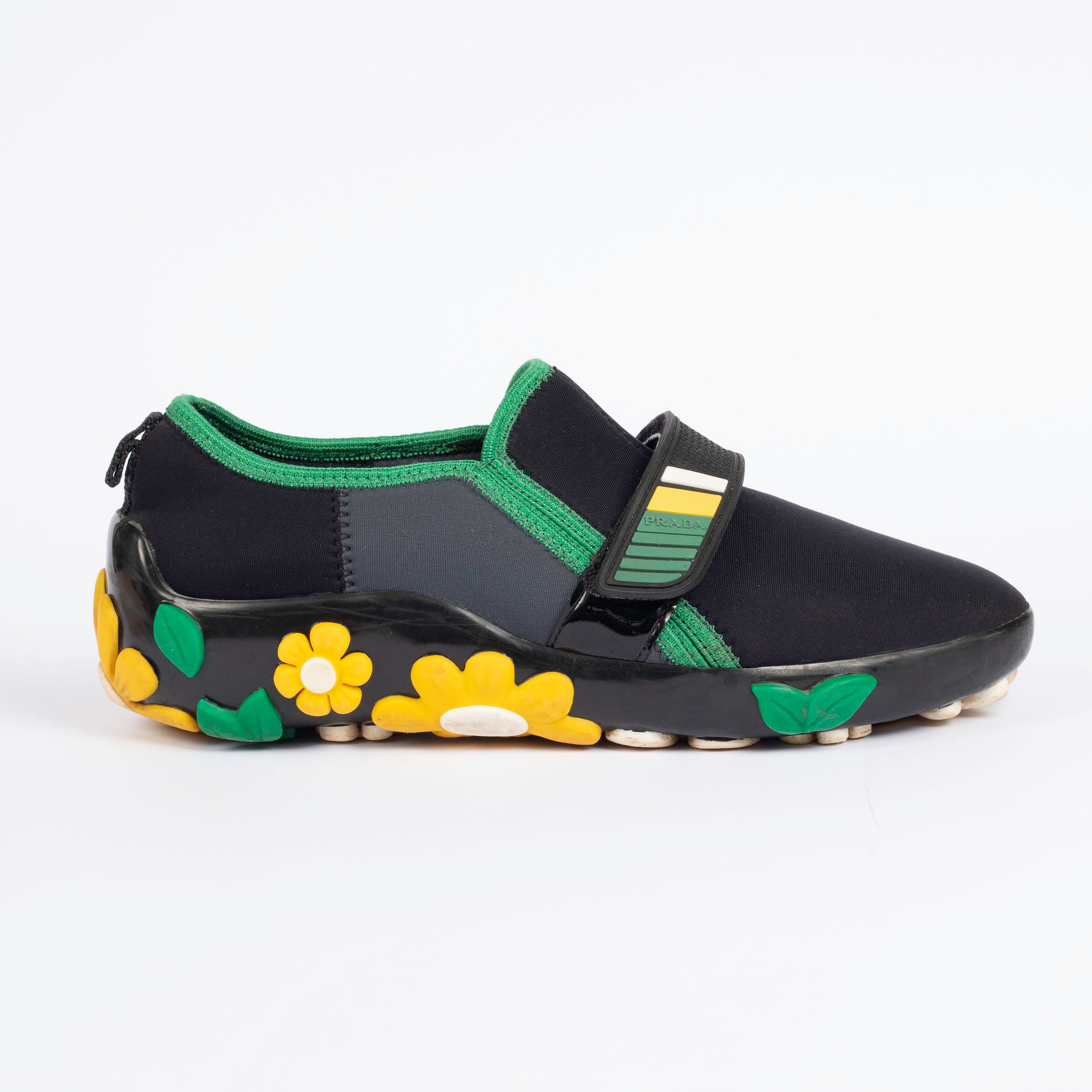 Prada Shoes Neoprene Flowery Floral Sneakers With Leather - Etsy