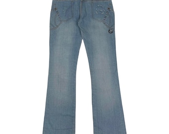 Dolce and Gabbana Jeans, Y2K D & G Flares with diamanté rhinestone detailing and Spellout studs, cargo pockets and D ring