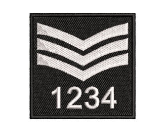 Police sergeant chevrons personalised patch with your number , velcro backed