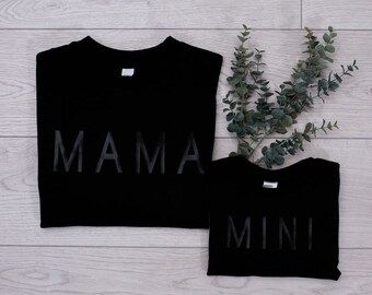 Black on Black Mama and Mini Matching Sweatshirt Set | Mama Daughter Matching Outfits | Mama’s Mini | Baby Announcement | Mother's Day Gift