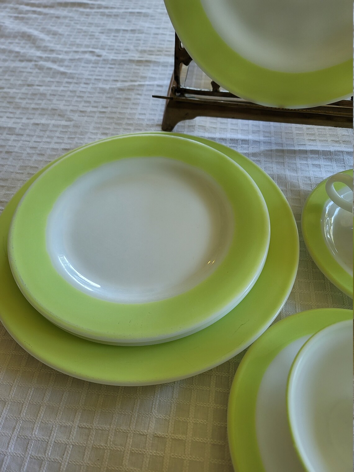 Pyrexs Green Dinner Plates Green Salad Plates Tea Cups and Etsy