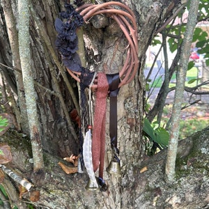 Witch&#39;s bells doorknob wreathe, grapevine wreathe, protection wreathe, bell wreathe, witch bells