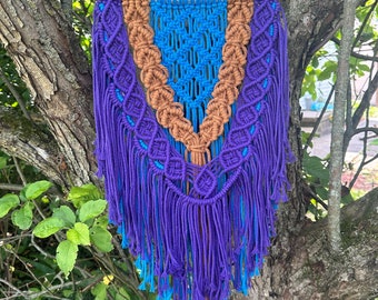 Boho Macrame Wall hanging , purple teal wall hanging, boho wall hanging, macrame art