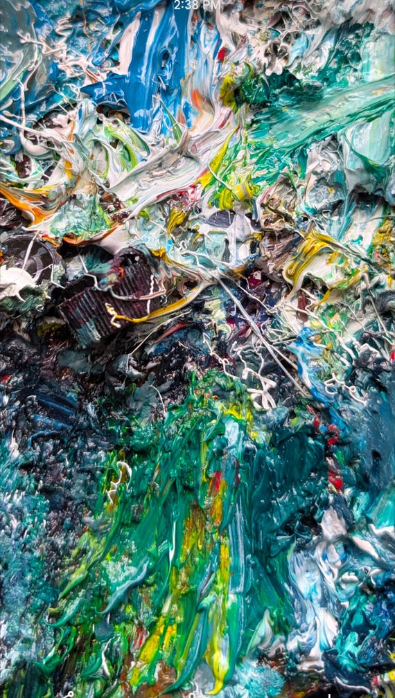 Abstract Chaos Palette Knife Painting: World Leaders' Directional Art