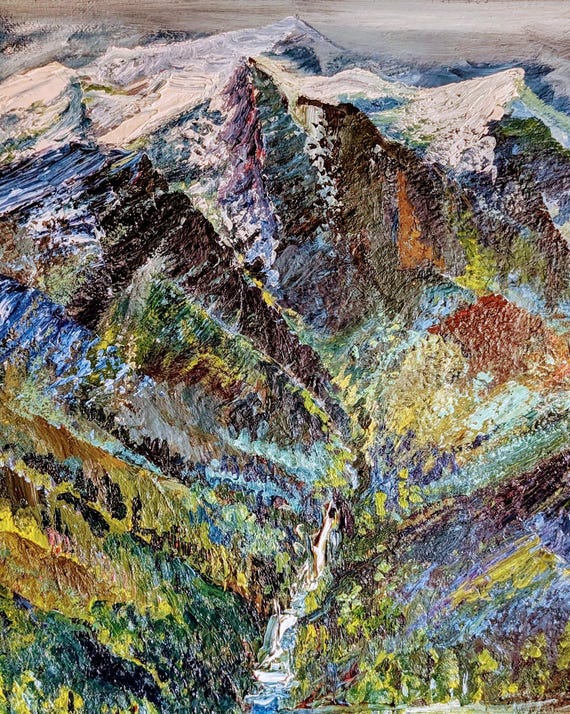 Mountain peaks abstract water