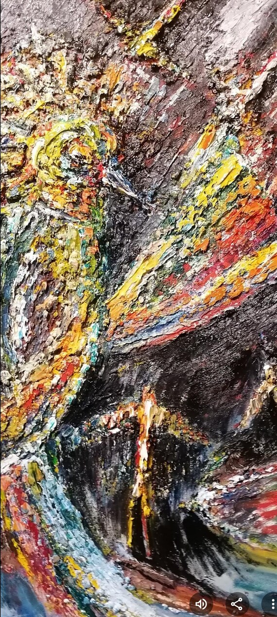 Lasting vision impasto painting print bright vivid  colours layered painting