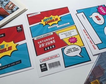 DIGITAL | SUPER Wedding Stationery | Comic Book inspired | Print at Home DIY