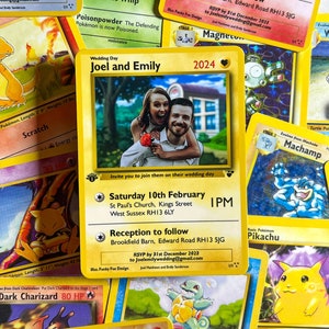 ¡Te elijo a ti! / Papelería para bodas / Inspirada en tarjetas de Pokémon / Opciones de tamaño réplica, grande y holográfica / IMPRESA