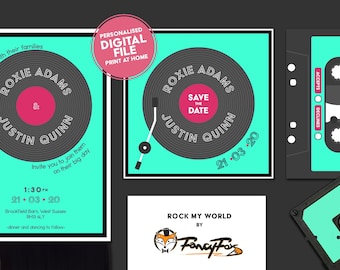 Digital / Print at home - Rock My World Wedding Stationery with Save the dates, Invitations and RSVPs