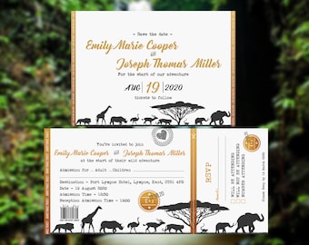 I do at the Zoo | Zoo ticket Themed Wedding Invitation with tear off RSVP | Printed and Digital options available