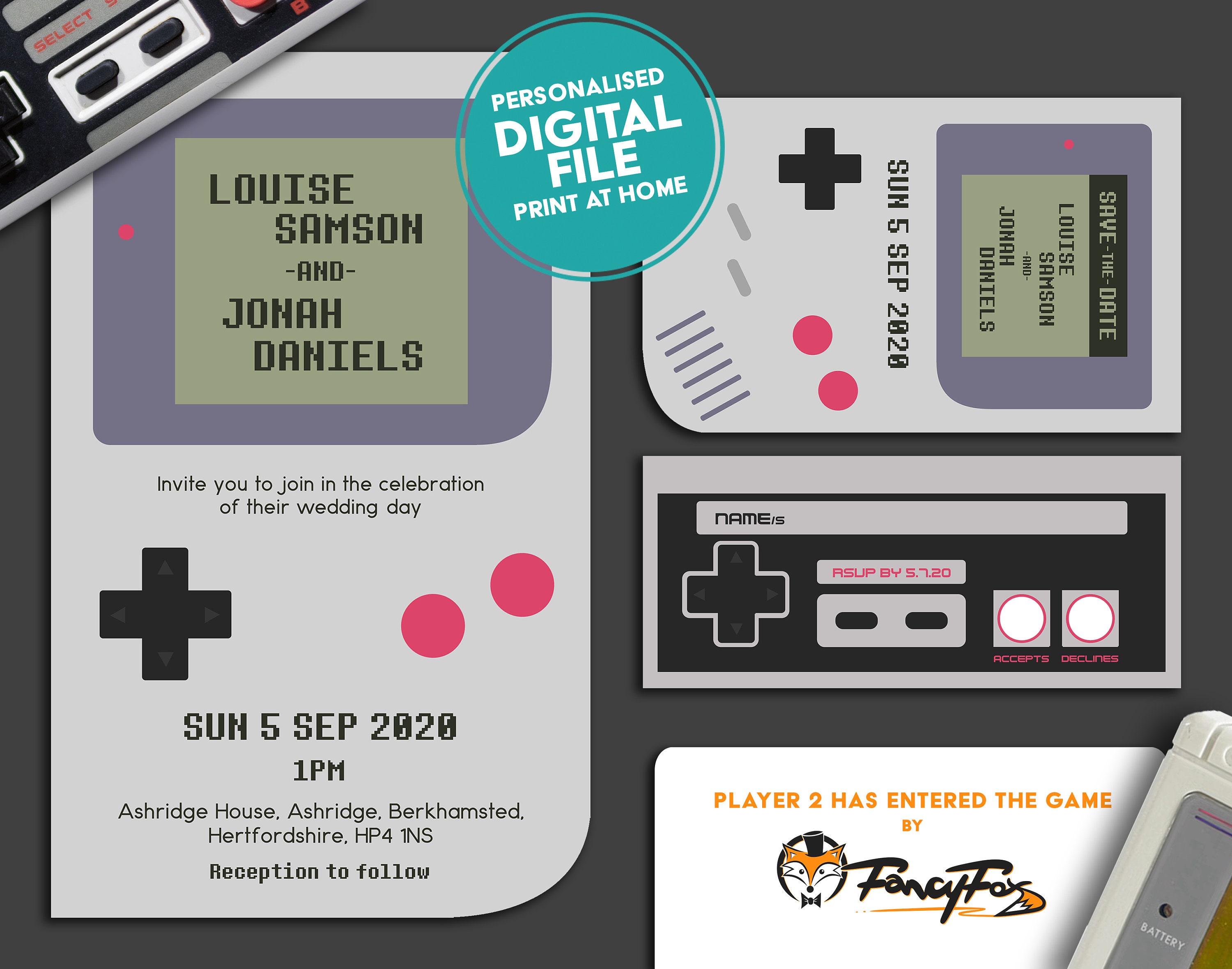 DIGITAL | 2 PLAYER | Wedding Stationery | Save the Dates, Invitations and RSVPs | Digital and Print options available