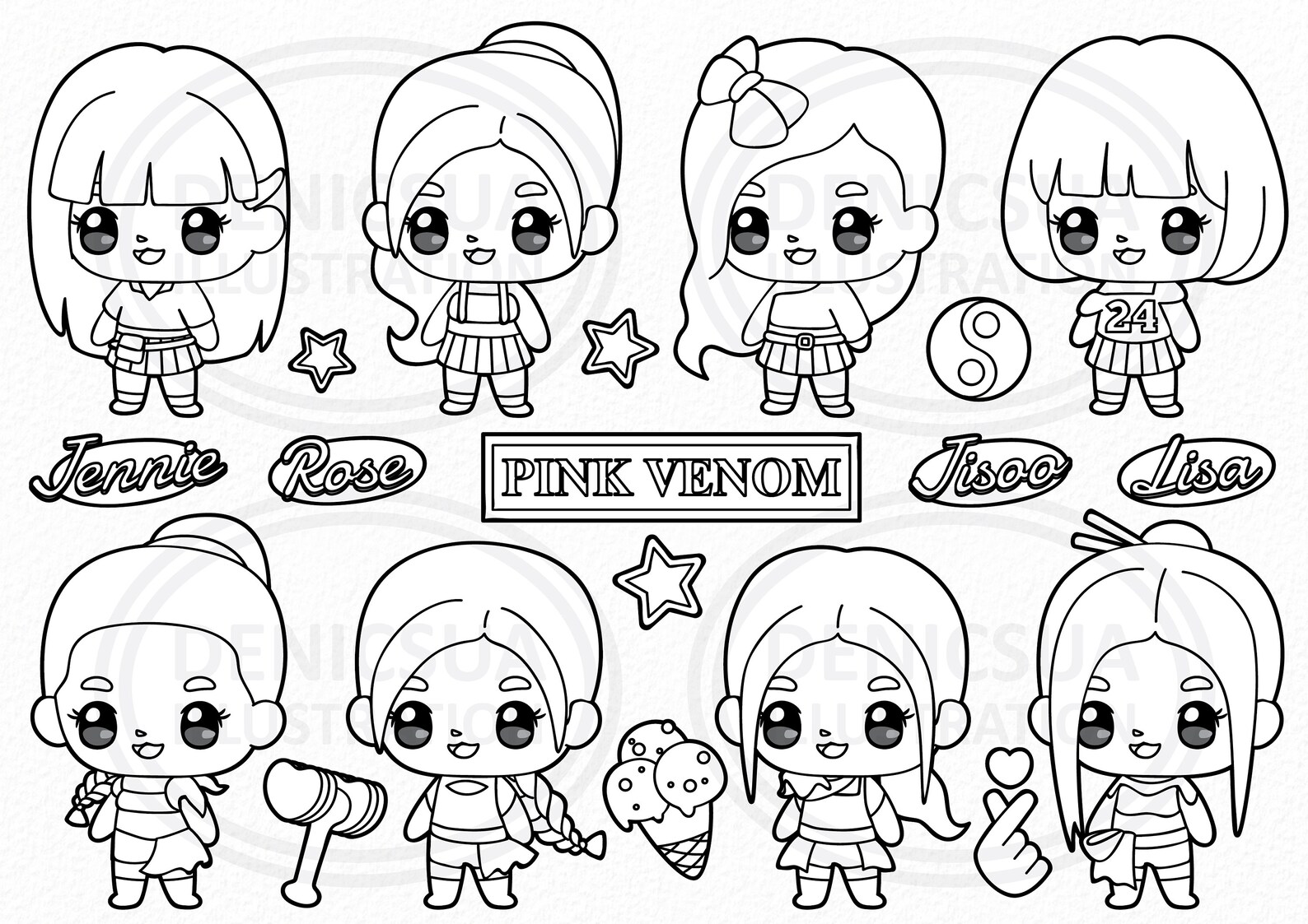 Blackpink Clipart Cute Kpop Vector Korea Band Black Pink Etsy