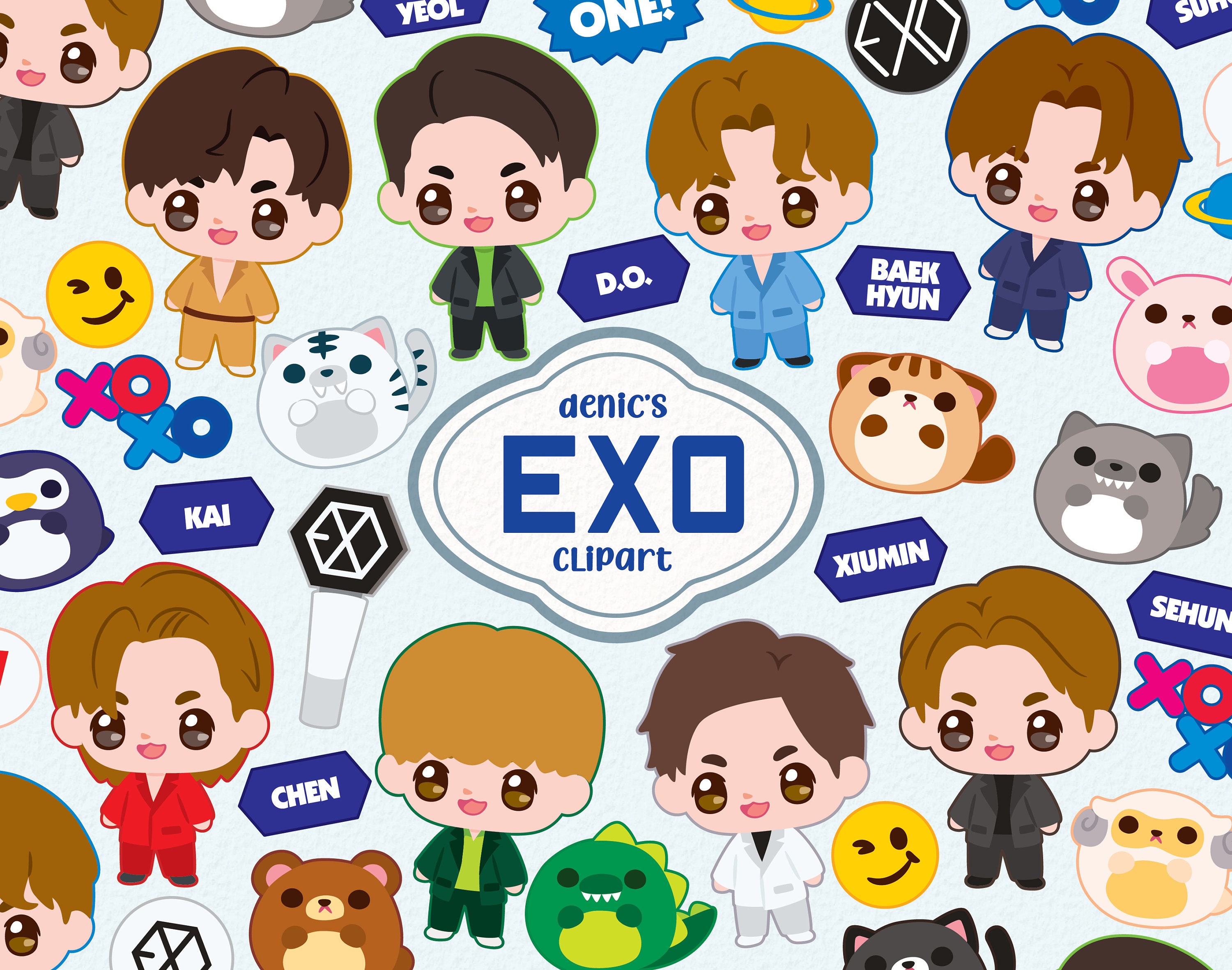 Exo Clipart, Kpop Vector, Exo Fanart , Xoxo Kpop, Top Kpop Band, Chibi EXO  Member, Digital Download, PNG, Line Clip Art, Nursery Printable - Etsy
