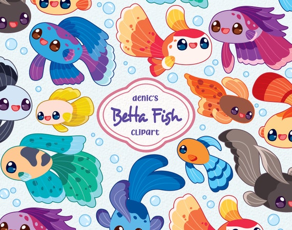 Betta Fish Clipart, Betta Vector, Baby Betta, Cute Fighting Fish