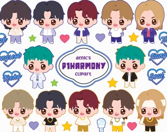 P1Harmony Clipart, Kpop Doodle, Fan Art Vector, Korean Idol Group ,Korea Guy Band, Soul Keeho, Digital Download, PNG, Nursery Printable