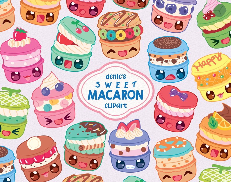 Sweet Macaron Clipart Sweet Food Vector French Macaron Cute - Etsy