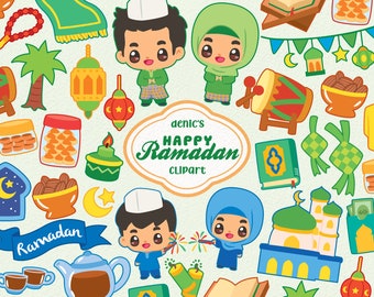 Ramadan Clipart, Islamic Vector, Muslim Clipart, Happy Hari Raya, Ramadan Celebrate, Digital Download, PNG, Line Clip Art, Nursery Printable