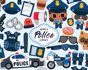 Police Clipart, Cops Vector, Uniform Illustration, Law Policeman, Police Officer, Digital Download, PNG, Line Clip Art, Nursery Printable