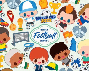 Football Clipart, Fifa Vector, Sport Game Illust , Fifa World Cup, Healthy Sport, Digital Download, PNG, Line Clip Art, Nursery Printable