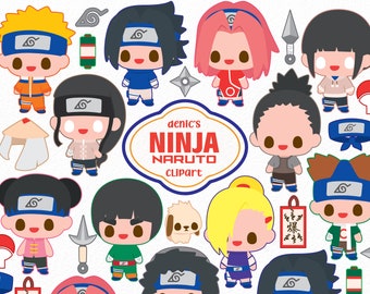 Ninja Hero Clipart, Chibi Noruto, Manga Character, Fan Art, Ninja Fighting, Japan Ninja Vector, Digital Download, PNG, Nursery Printable