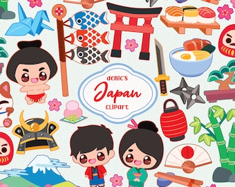 Japan Clipart, Welcome to Japan, Japan Vector, Travel Japan, Fuji Mountain, Sakura, Digital Download, PNG, Line Clip Art, Nursery Printable