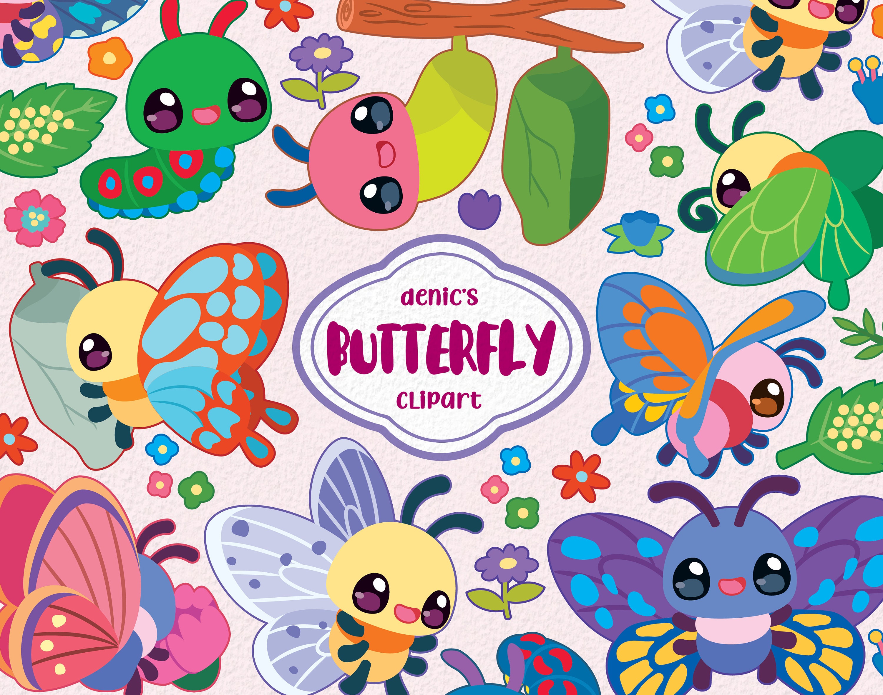 caterpillar butterfly clipart