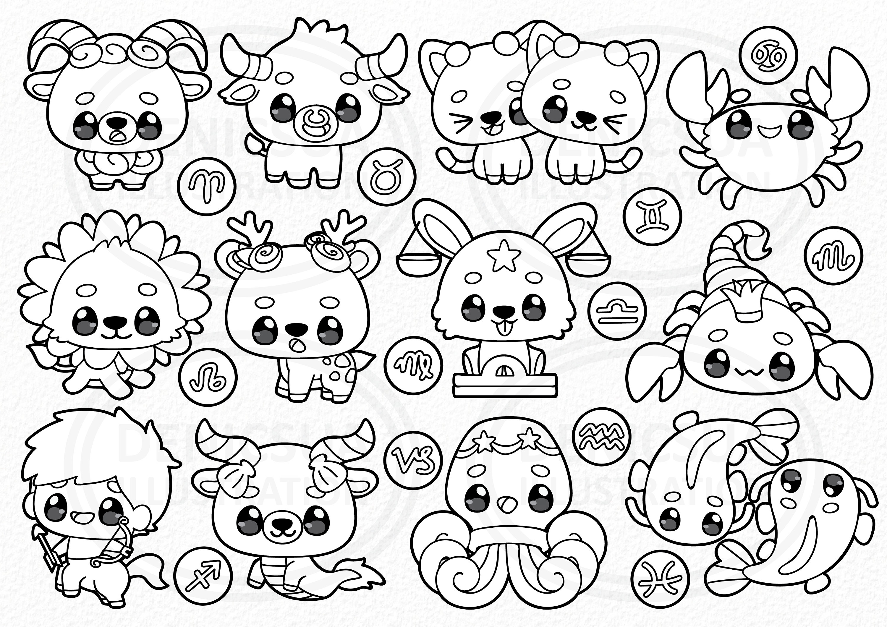 Zodiac Constellation Clipart Zodiac Vector Horoscope - Etsy