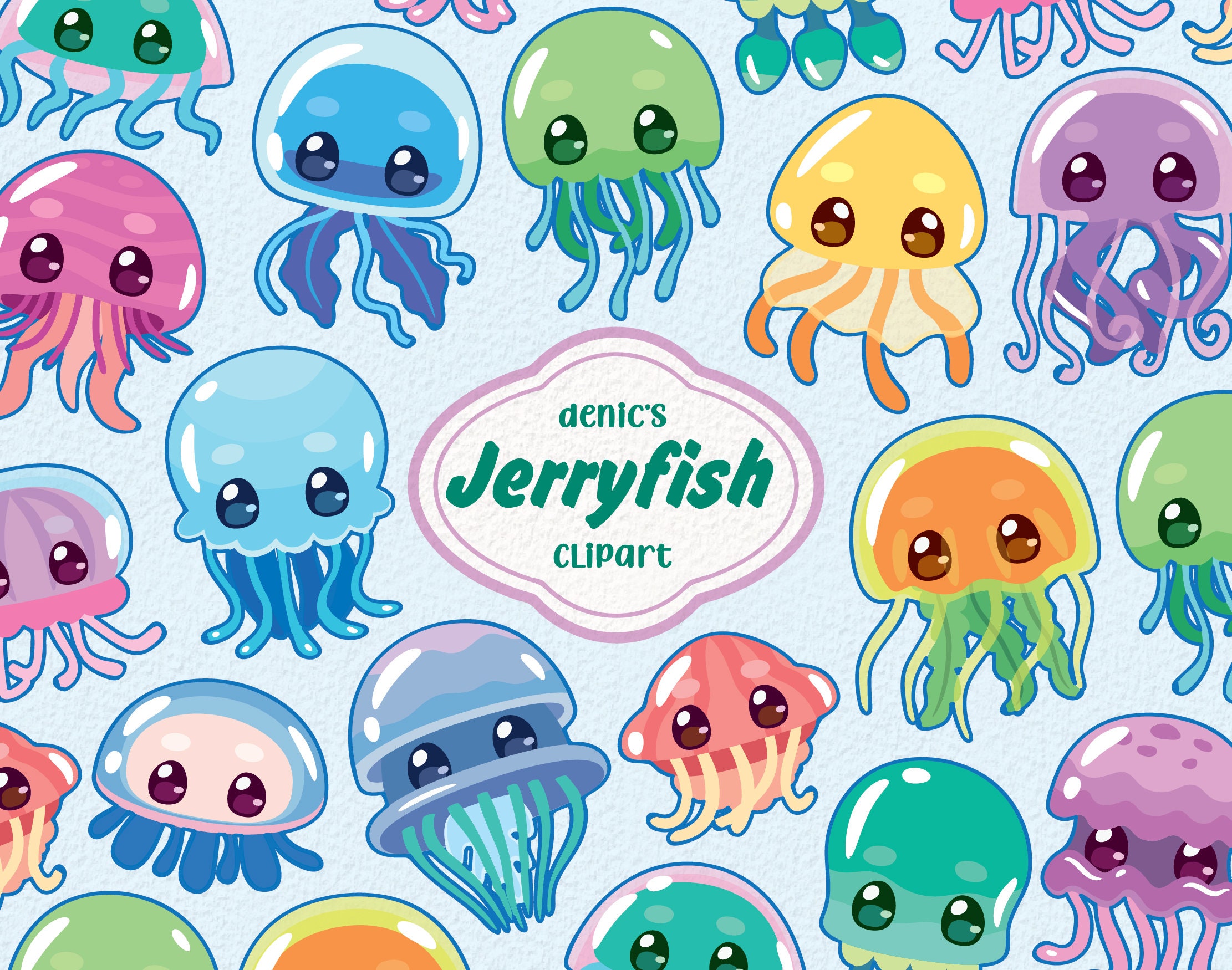 Jellyfish Clipart, Ocean Jellyfish, Kawaii Sea Creatures, Marine Life  Illustration, Digital Download, PNG, Line Clip Art, Sticker Printable - Etsy