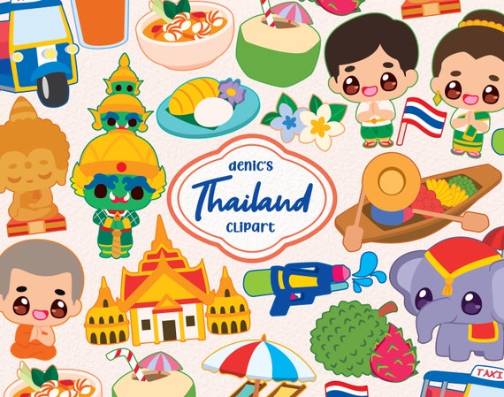 Thailand Clipart Kawaii Thailand Southeast Asia Travel - Etsy
