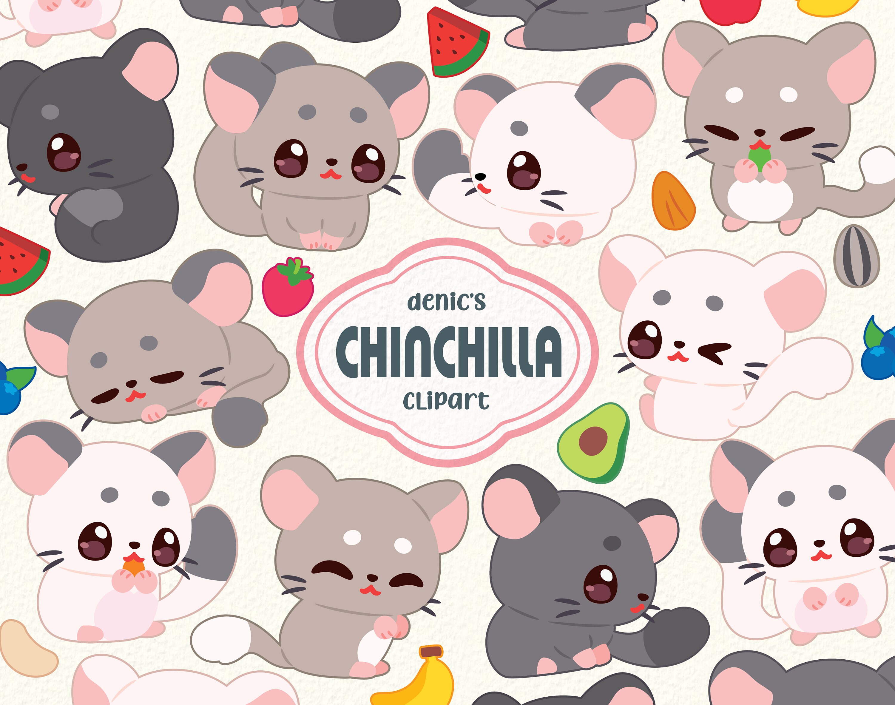Chinchilla Clipart Kawaii Chinchillas Baby Chinchilla Rat Pocket Pet 