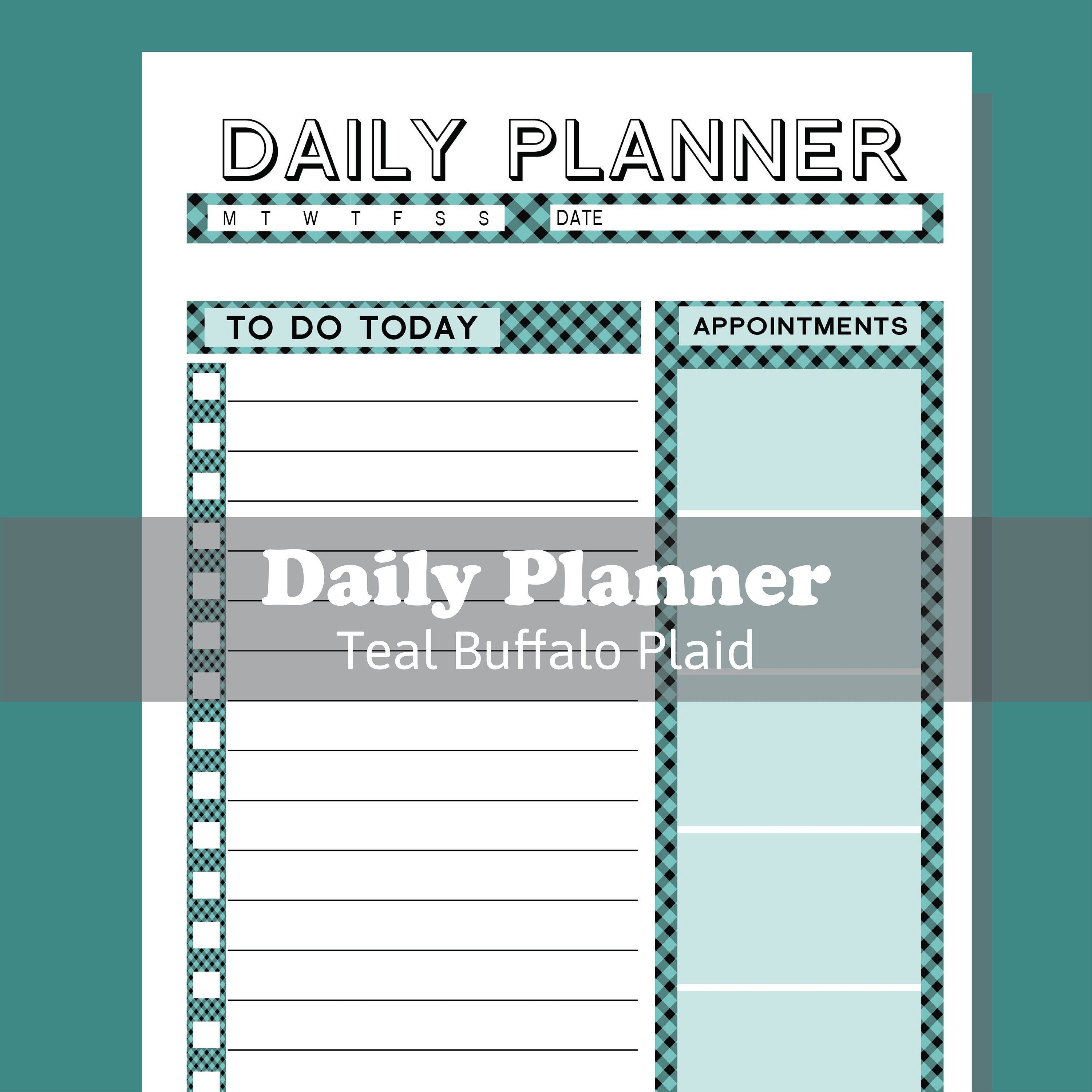 Daily Planner Printable | Cute Teal Buffalo Plaid | to Do List ...